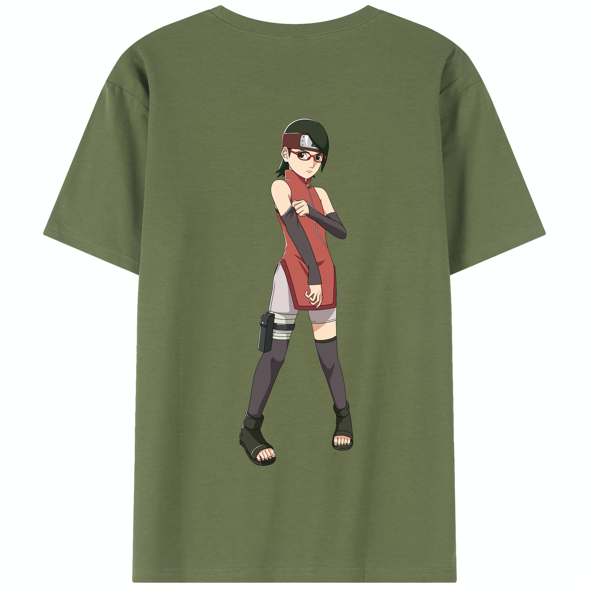 （画像用） NARUTO -ナルト- うちは サラダ Uchiha Sarada 綿100％半袖Tシャツ（背面プリント）